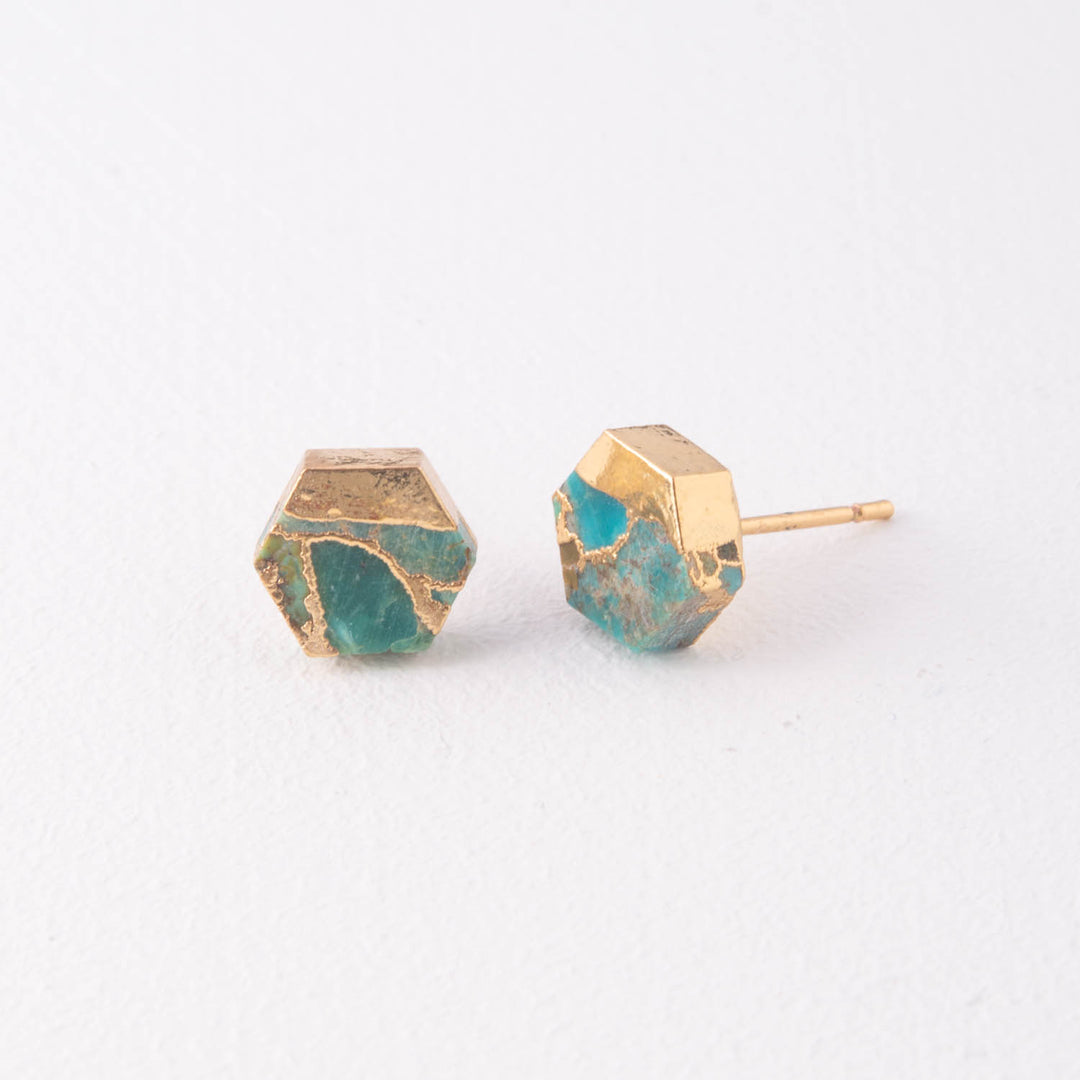 Oasis Turquoise and Gold Studs