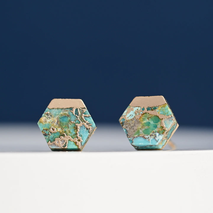 Oasis Turquoise and Gold Studs