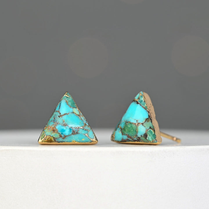 Ellie Triangle Turquoise Studs