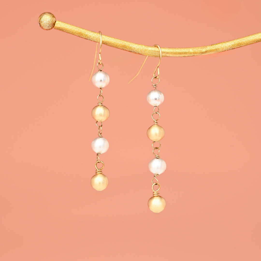 Fusion Two-Toned Beaded Drop Earrings