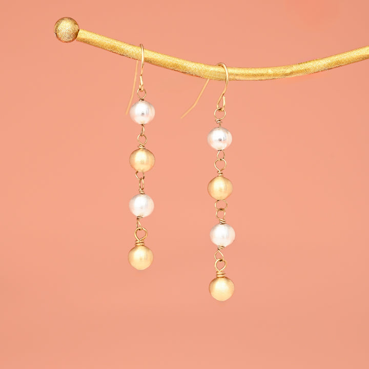 Fusion Two-Toned Beaded Drop Earrings