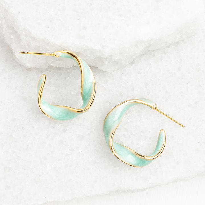 With a Twist Hoops in Mint