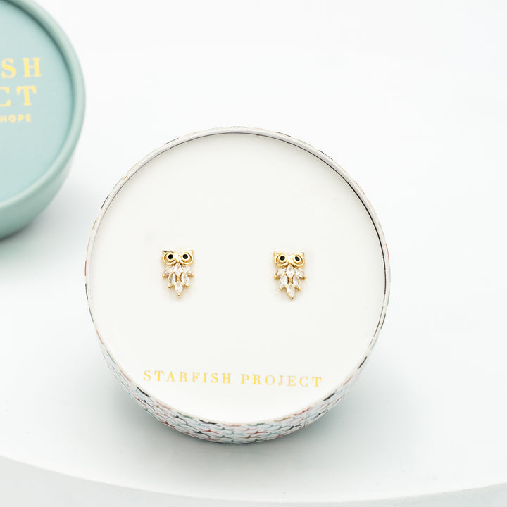 Owl Zircon Studs