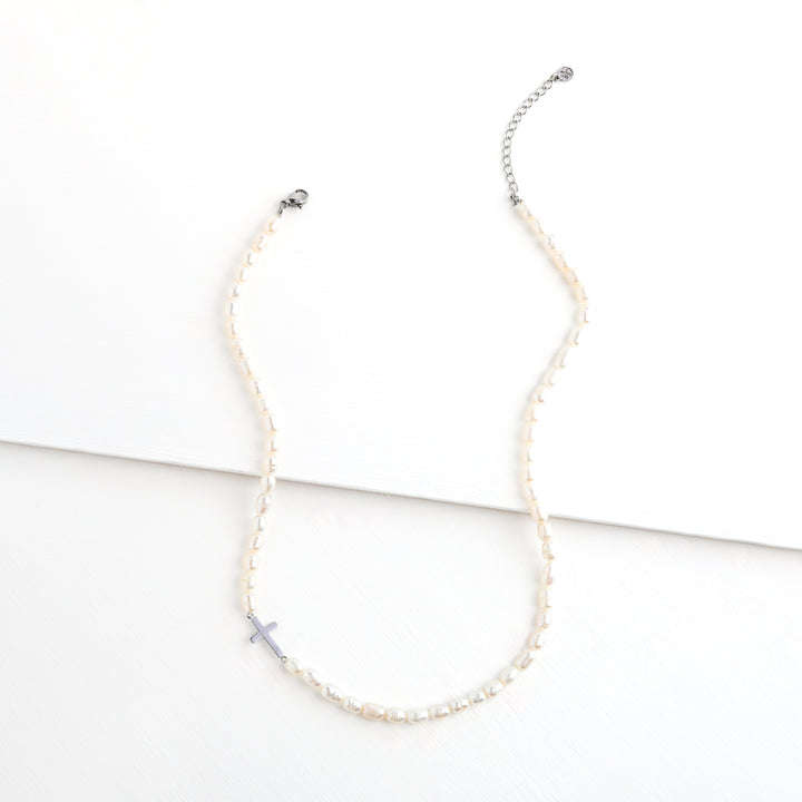 Faithful Pearl Necklace in Silver