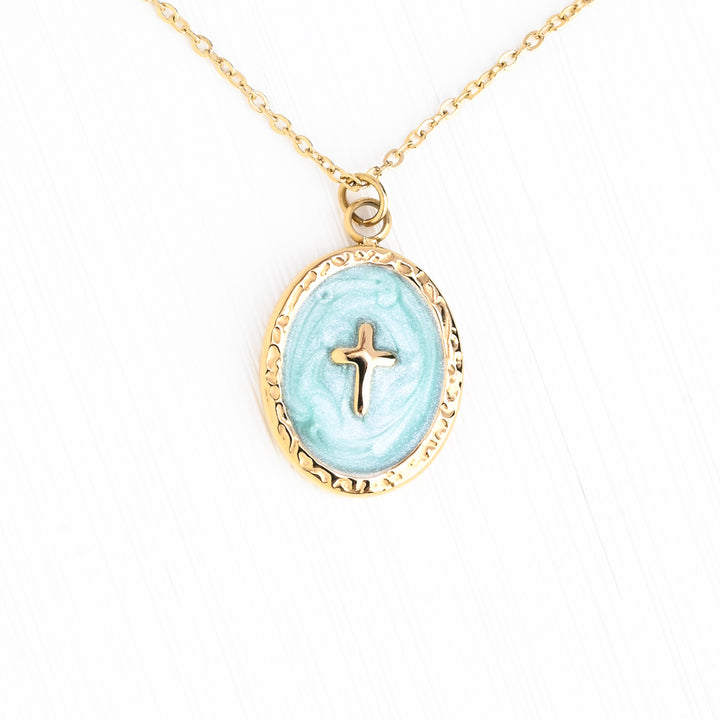 Shine Bright Cross Pendant in Mint