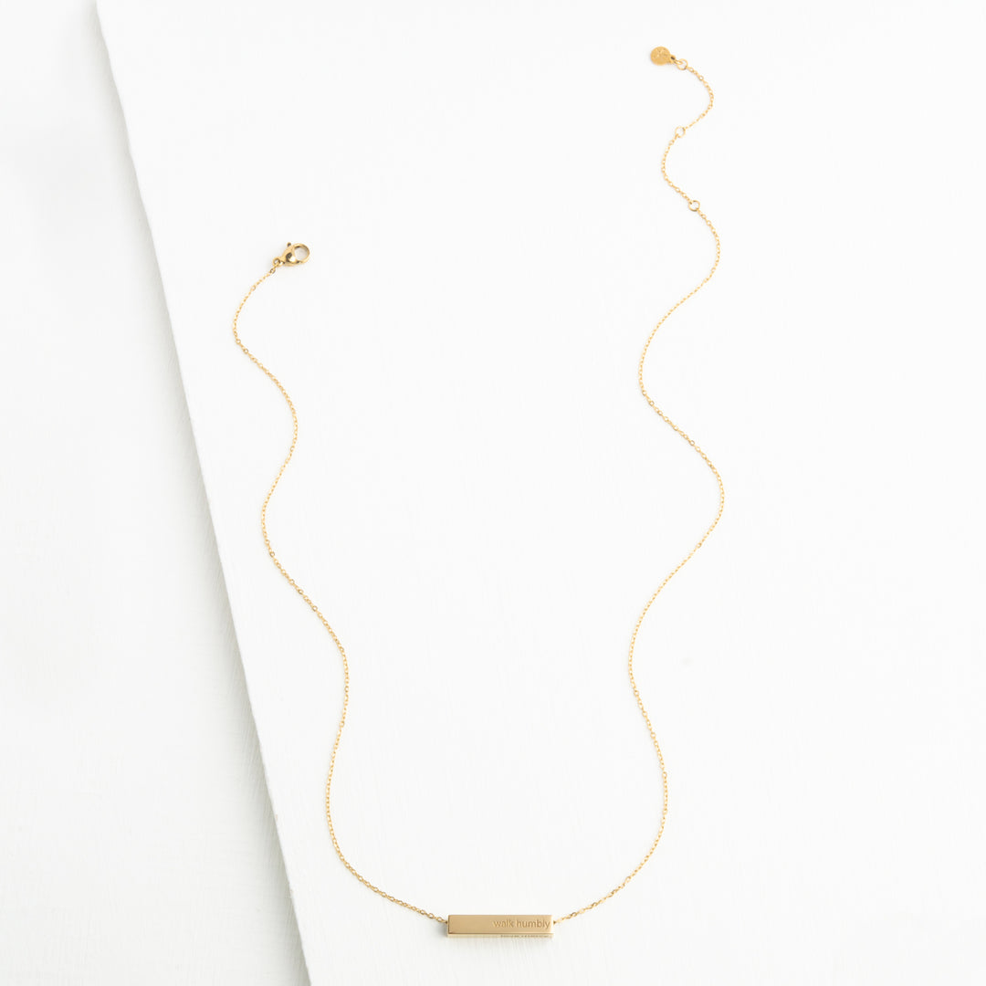 Walk Humbly Bar Necklace