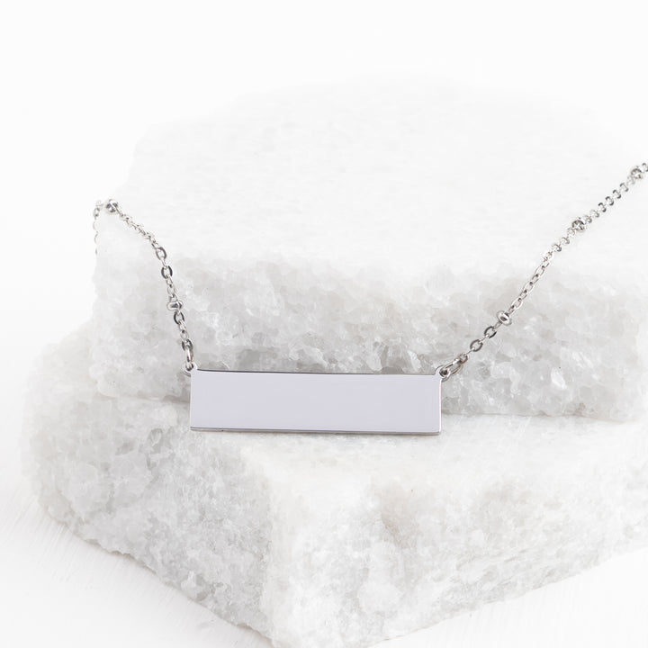 Engravable Silver Bar Necklace