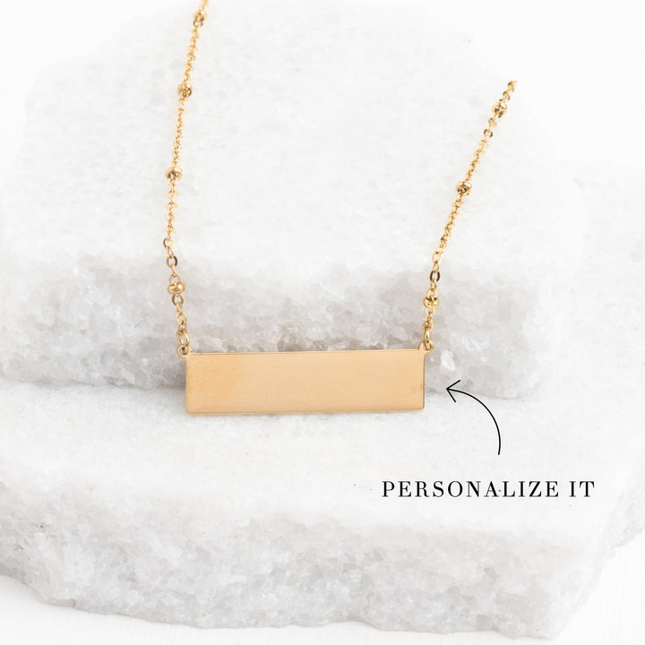 Engravable Gold Bar Necklace