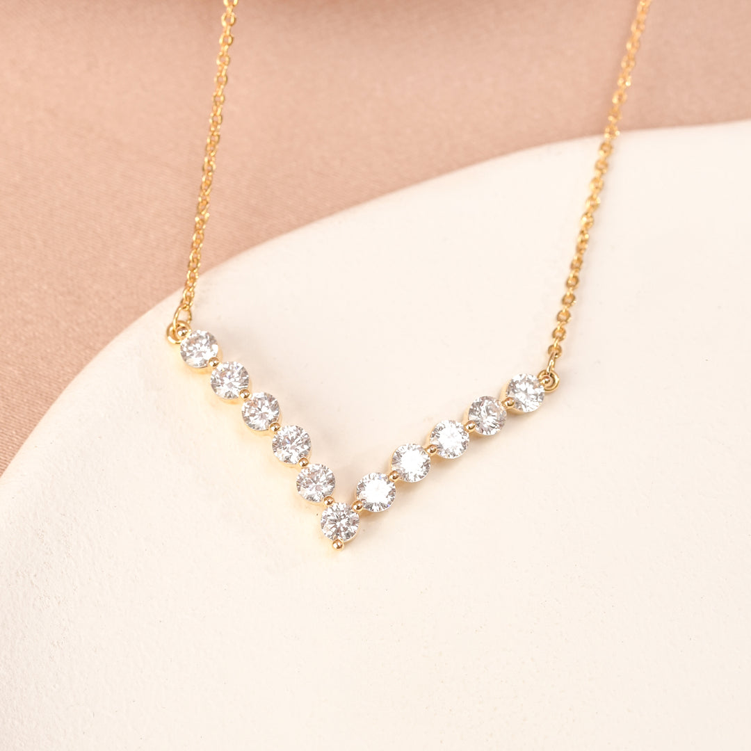 Brilliance V-Bar Chevron Zircon & Gold Necklace