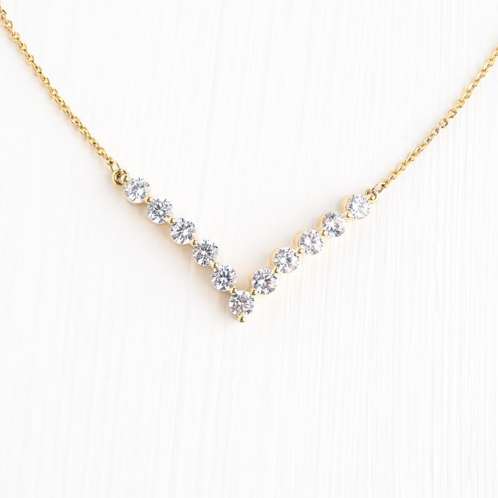 Brilliance V-Bar Chevron Zircon & Gold Necklace