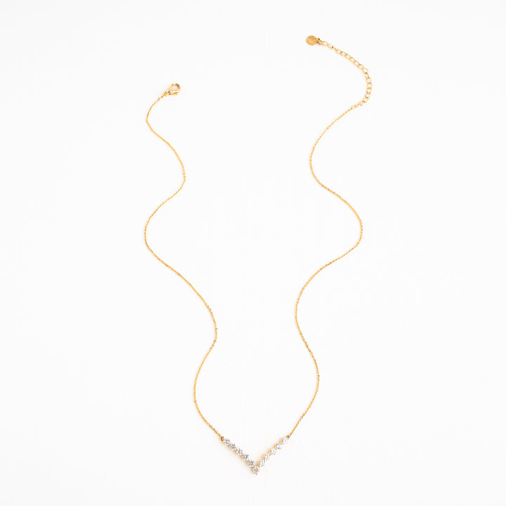 Brilliance V-Bar Chevron Zircon & Gold Necklace