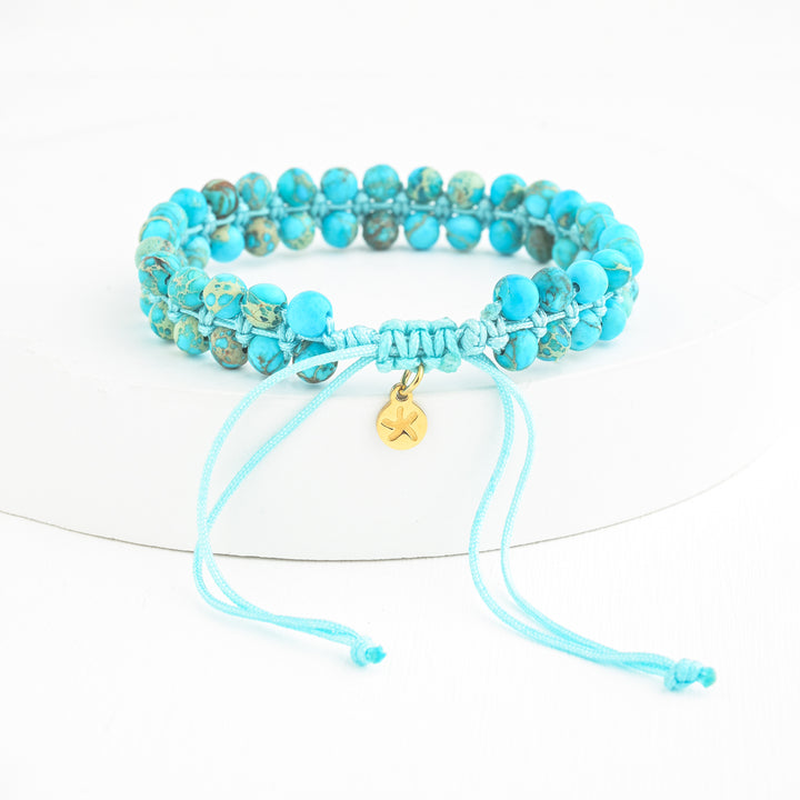 Wear Blue Handwoven Beaded Bracelet in Turquoise