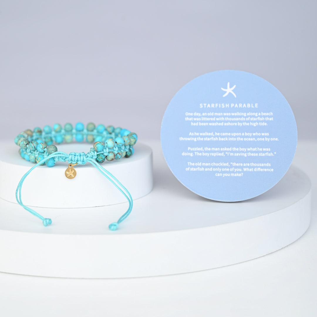 Wear Blue Handwoven Beaded Bracelet in Turquoise