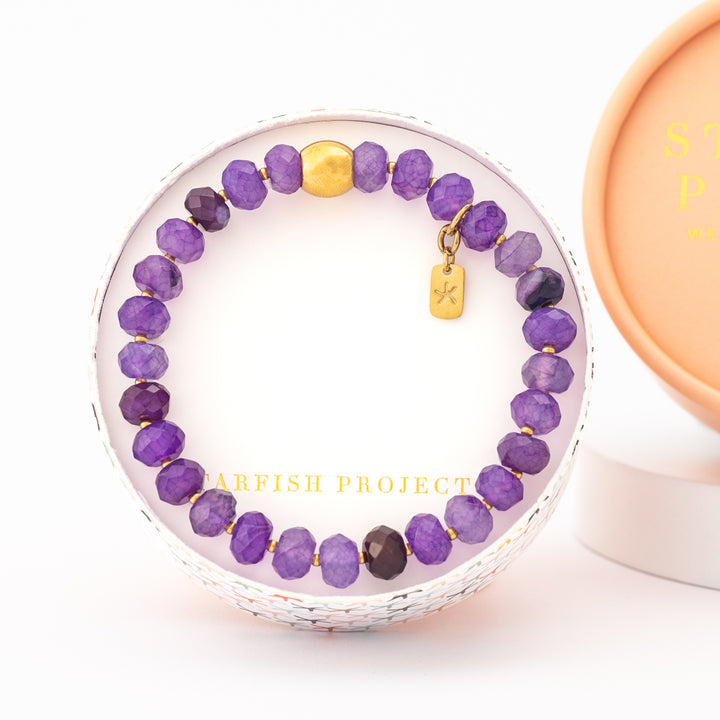 Lan Purple Agate Beaded Bracelet