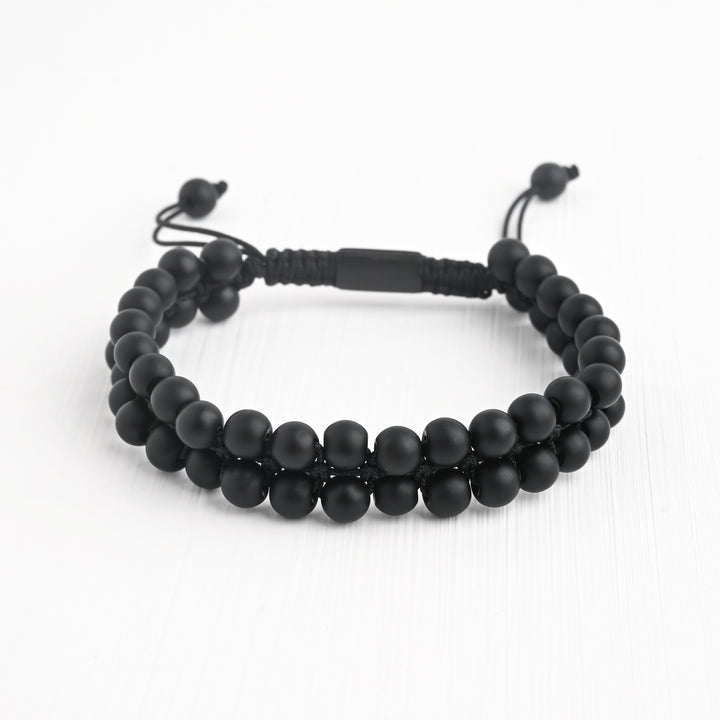 Helix Matte Black Agate Rope Beaded Bracelet