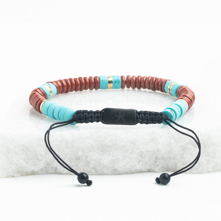 Nomadic Turquoise & Red Jasper Rope Beaded Bracelet