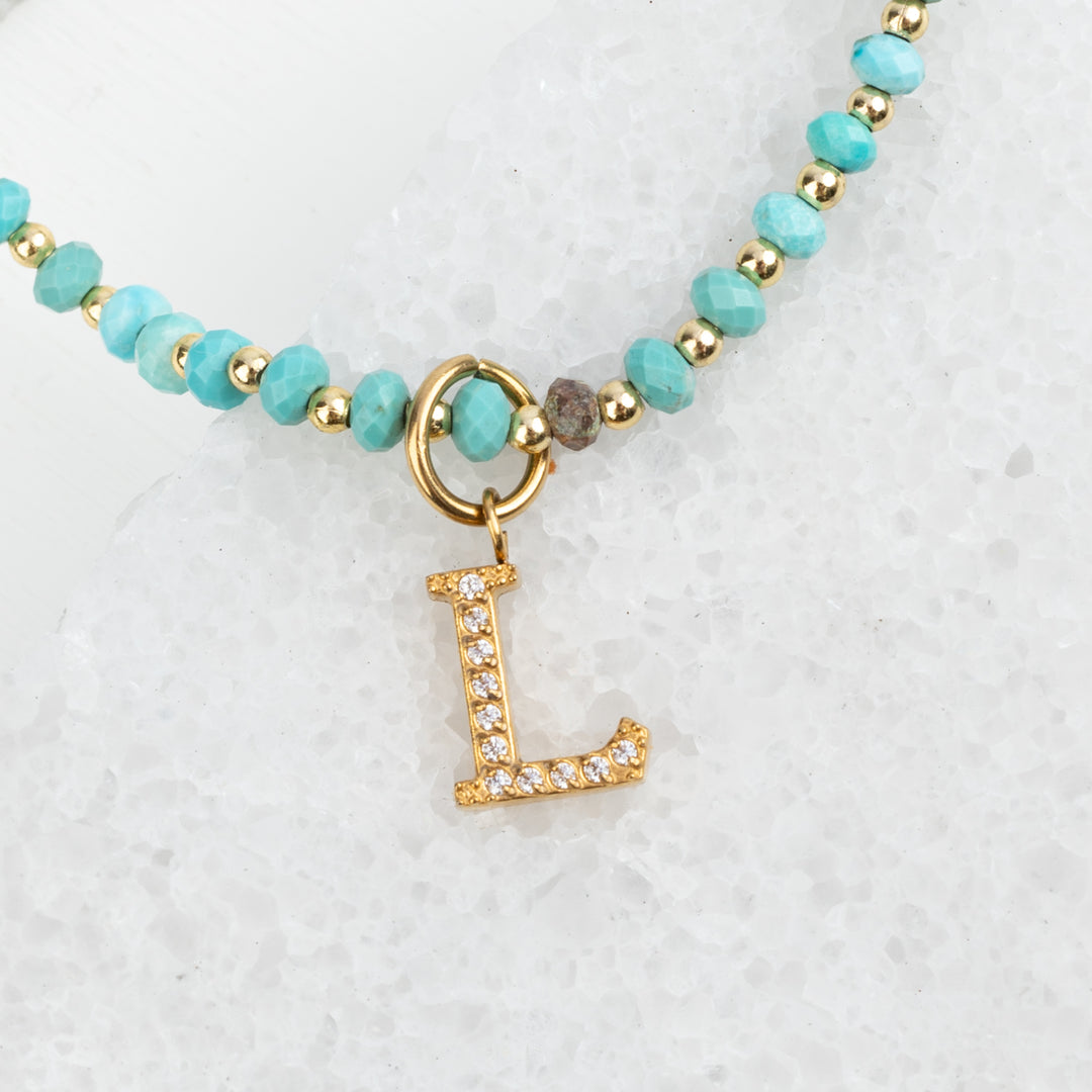 Turquoise Beaded Charm Necklace