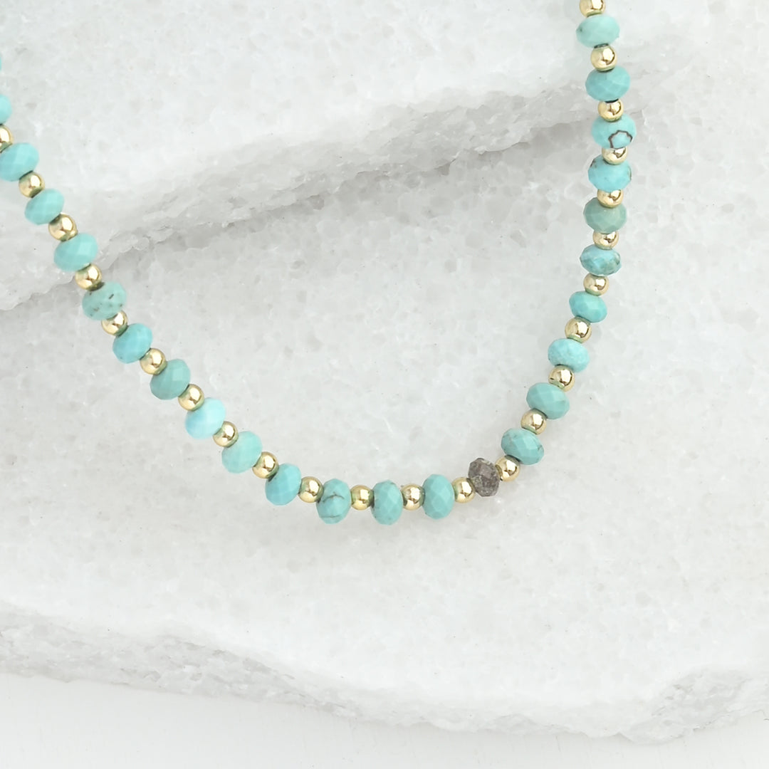 Turquoise Beaded Charm Necklace