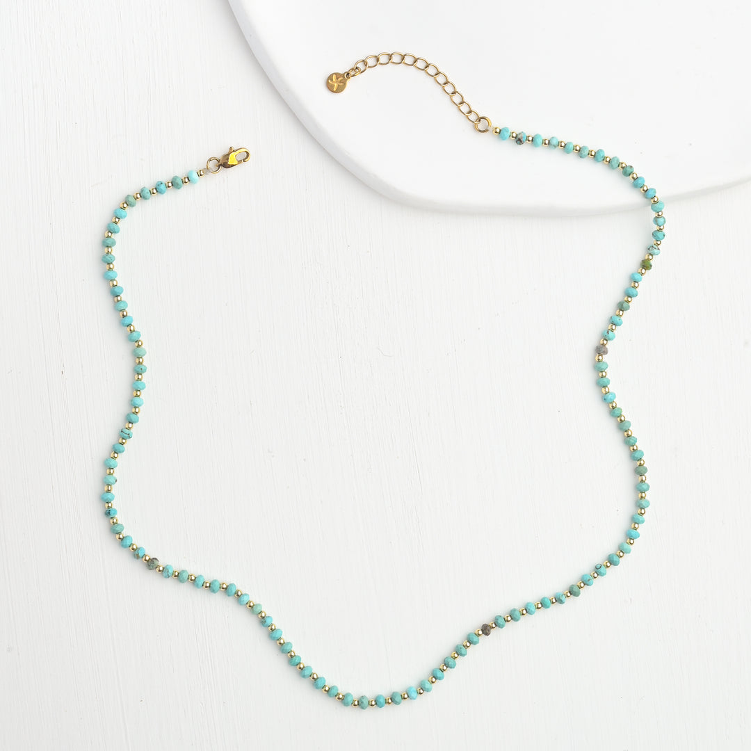 Turquoise Beaded Charm Necklace